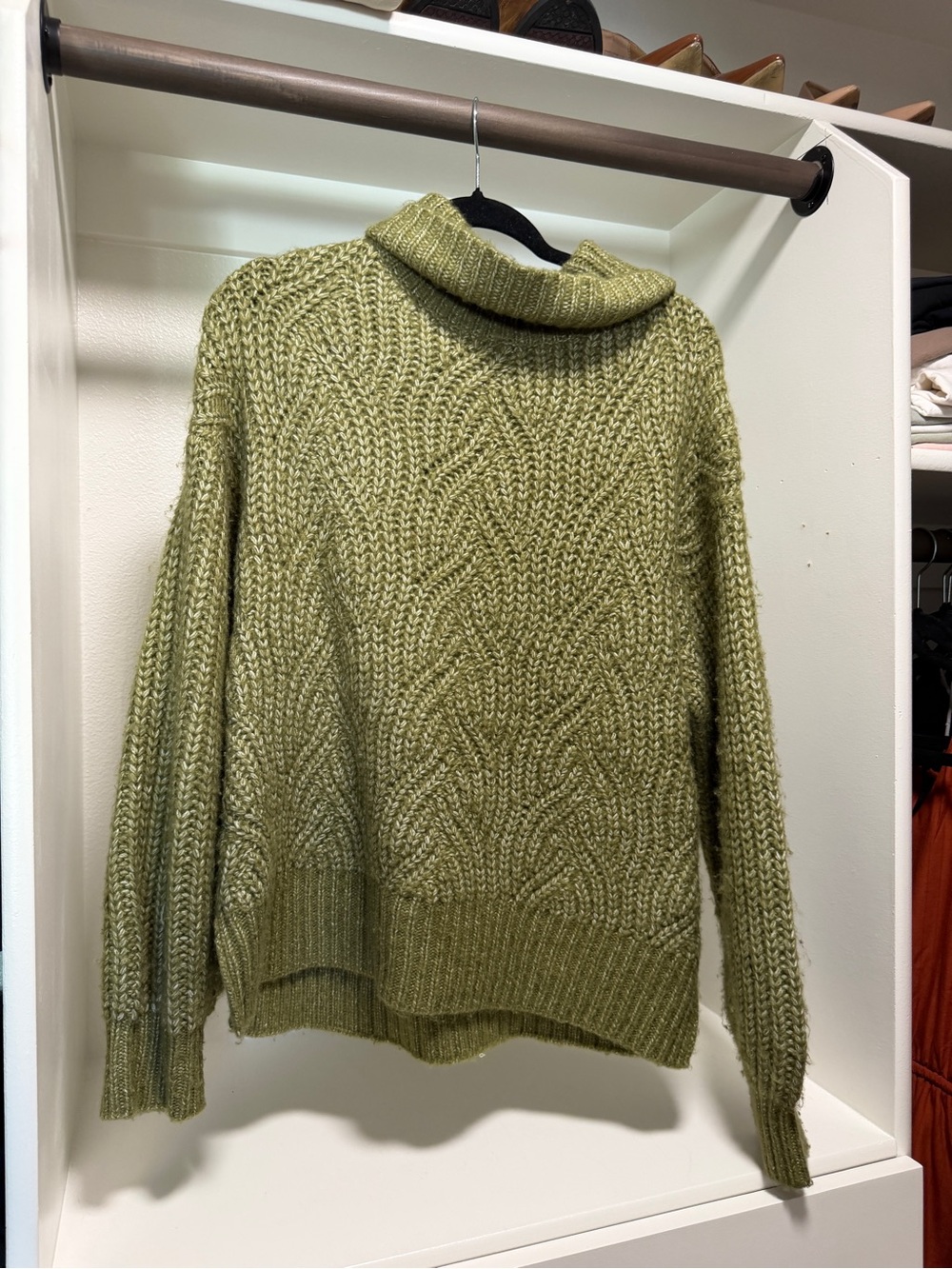 a new day Olive Cable Knit Turtleneck Sweater